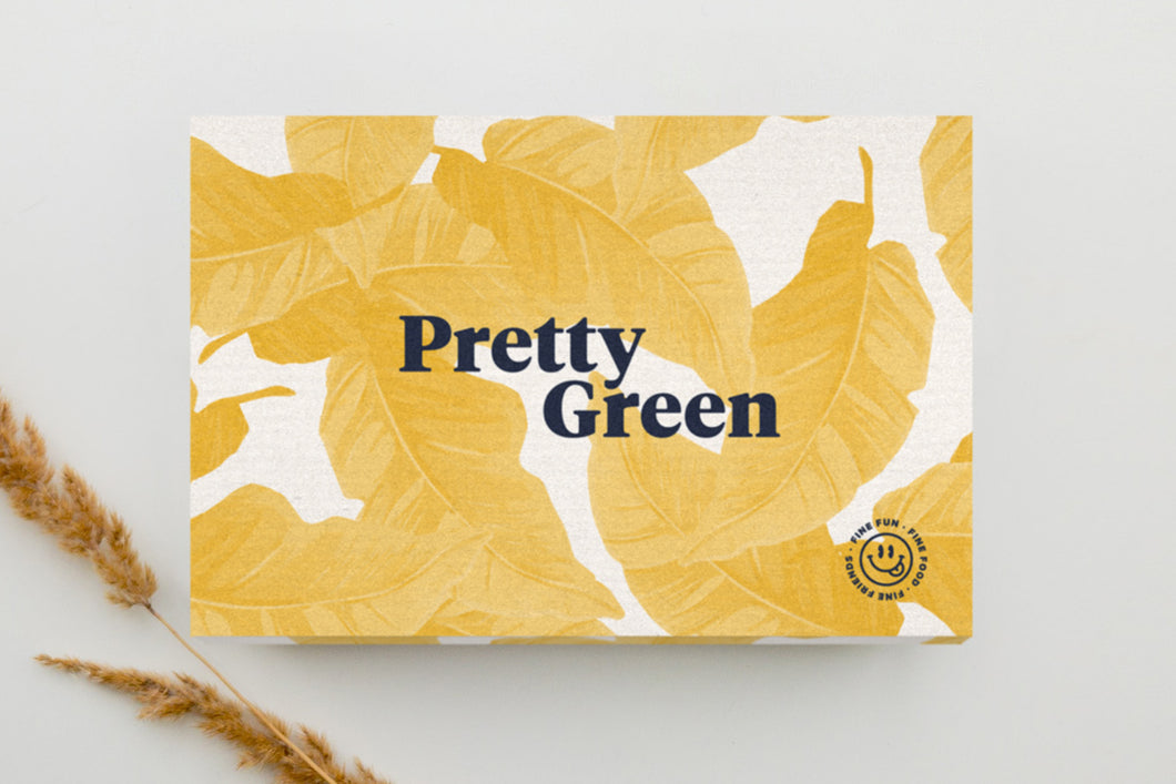 Pretty Green yellow gift box packed with scrumptious Australian produce 