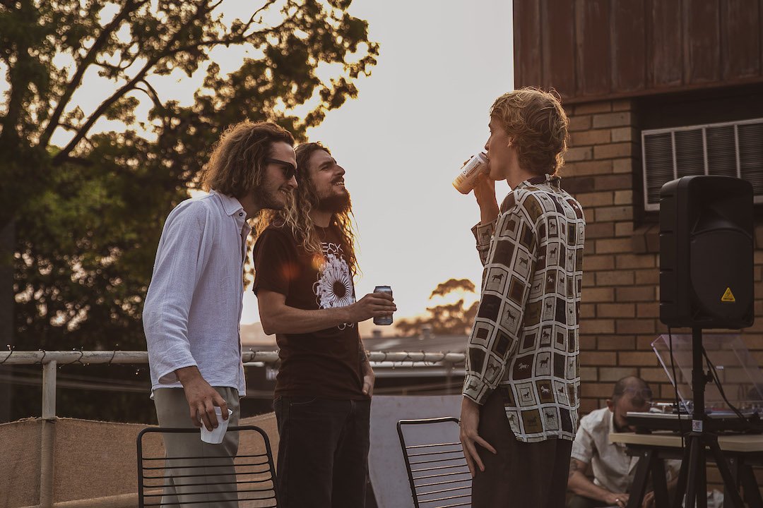 Group of mates having fun and celebrating at a party