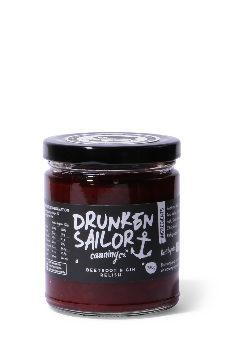 Beetroot and gin relish by Drunken Sailor Canning Co