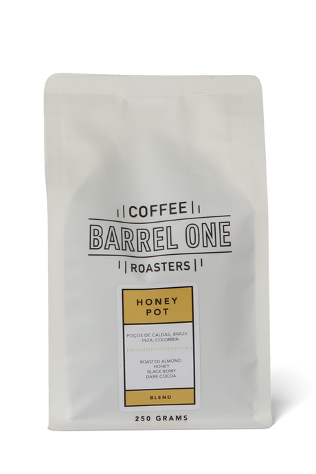 Honey pot blend coffee beans by Barrel One