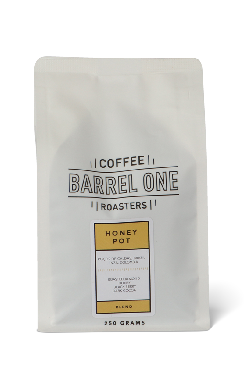 Honey pot blend coffee beans by Barrel One